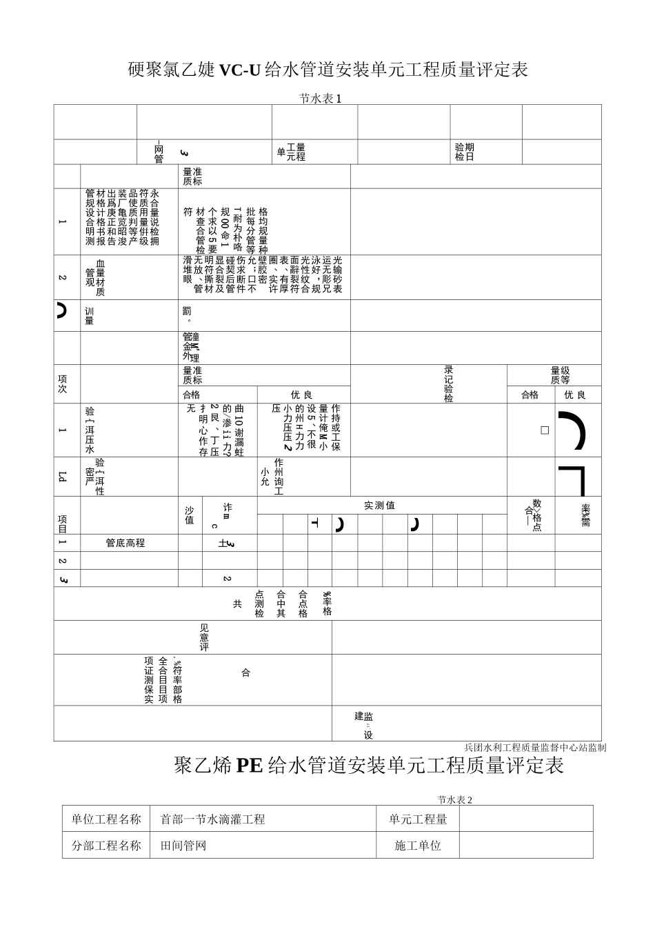 节水工程滴灌单元质量评定表_第1页