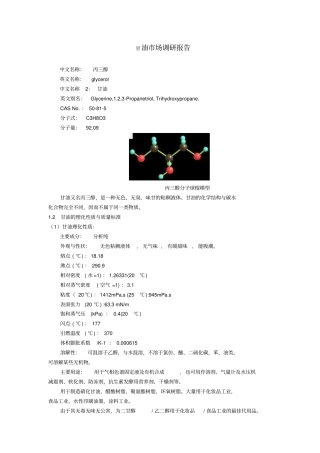 甘油场调研报告2009资料