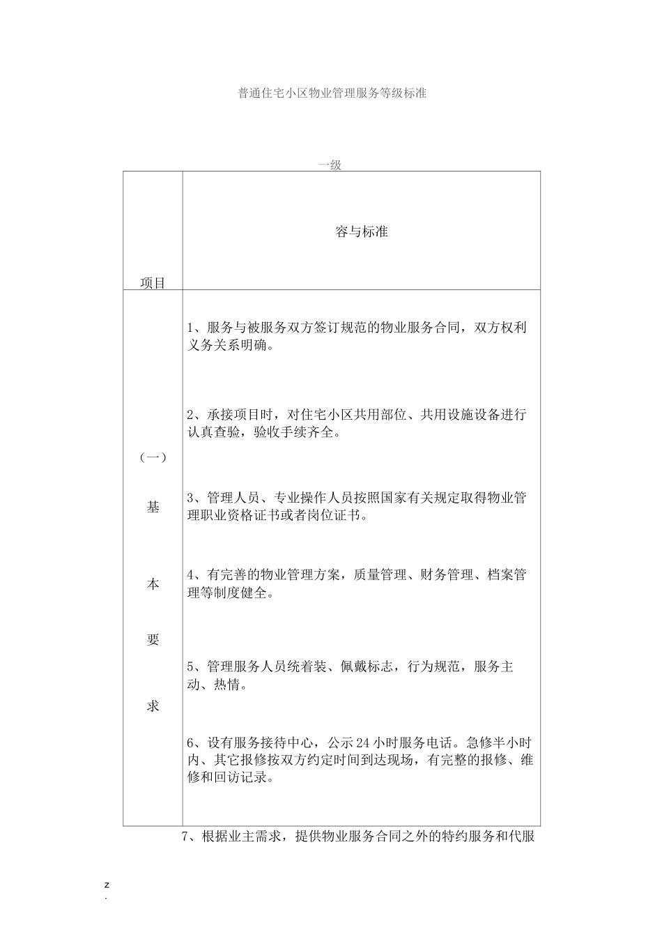 普通住宅小区物业管理服务等级标准版_第1页