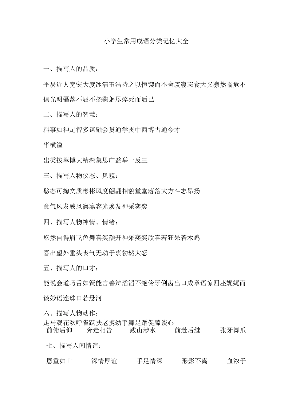 小学生常用成语分类记忆大全_第1页