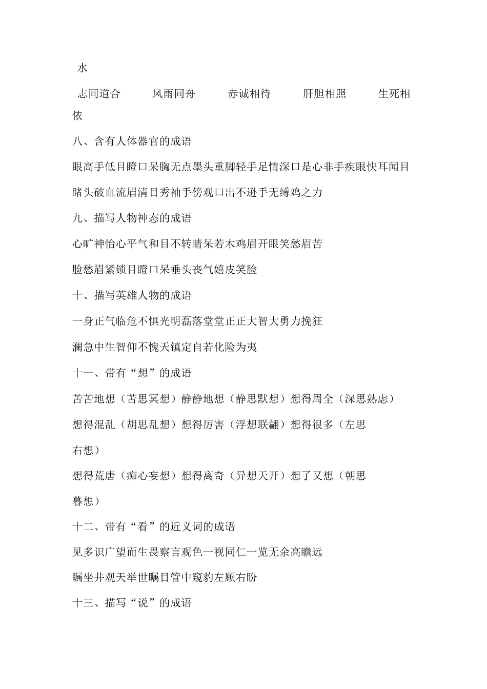 小学生常用成语分类记忆大全_第2页