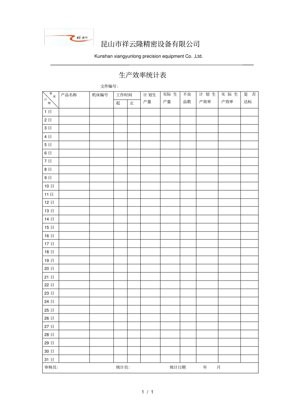 生产效率统计表_第1页
