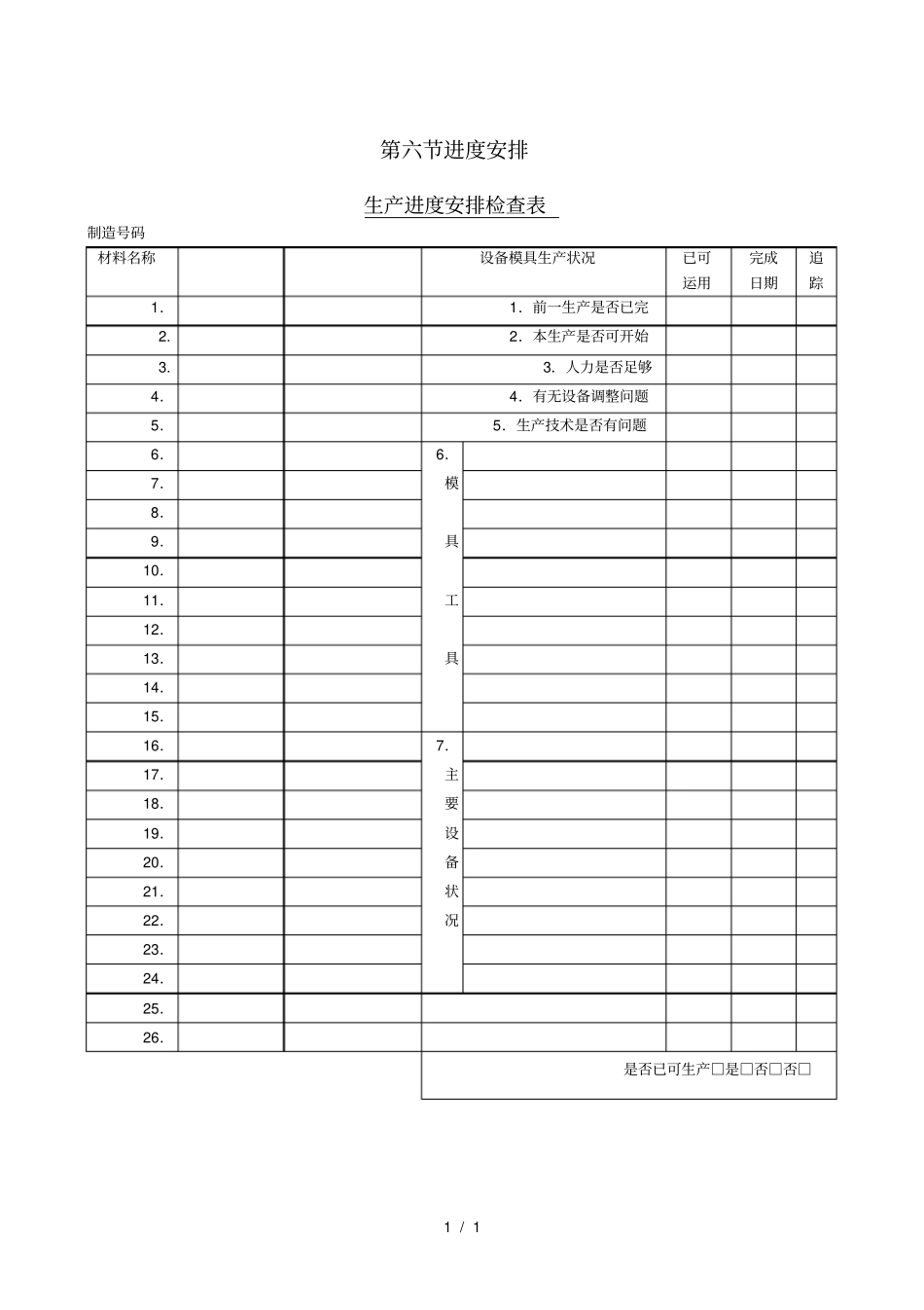 生产进度安排检查表_第1页