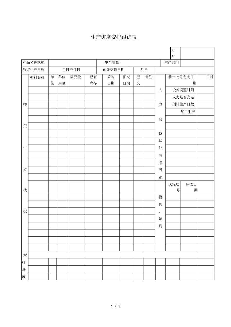 生产进度安排跟踪表_第1页