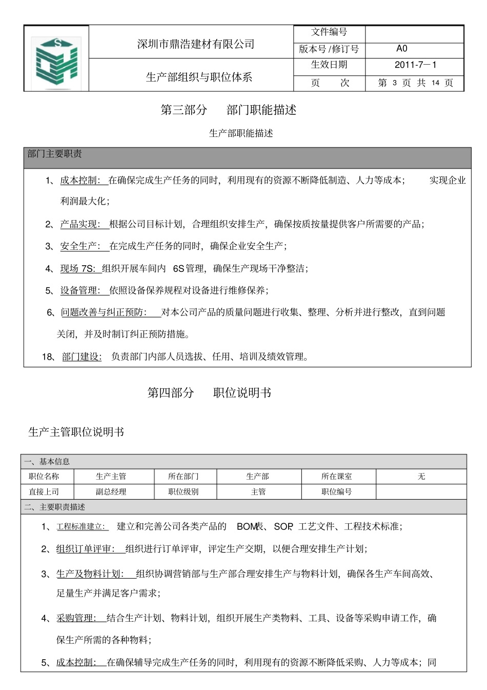 生产部组织架构及岗位职责说明_第3页