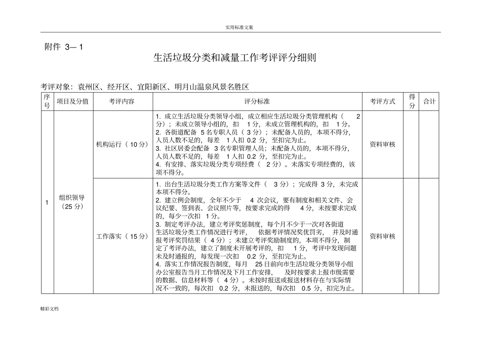 生活垃圾分类与减量工作考评评分地研究细则_第1页