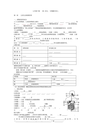 生物中考必背基础知识七年级下册不带答案的