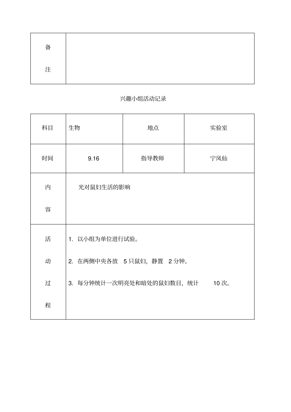 生物兴趣小组活动记录_第2页