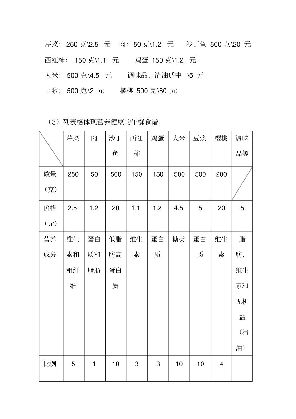 生物报告：为家长设计一份午餐食谱_第3页