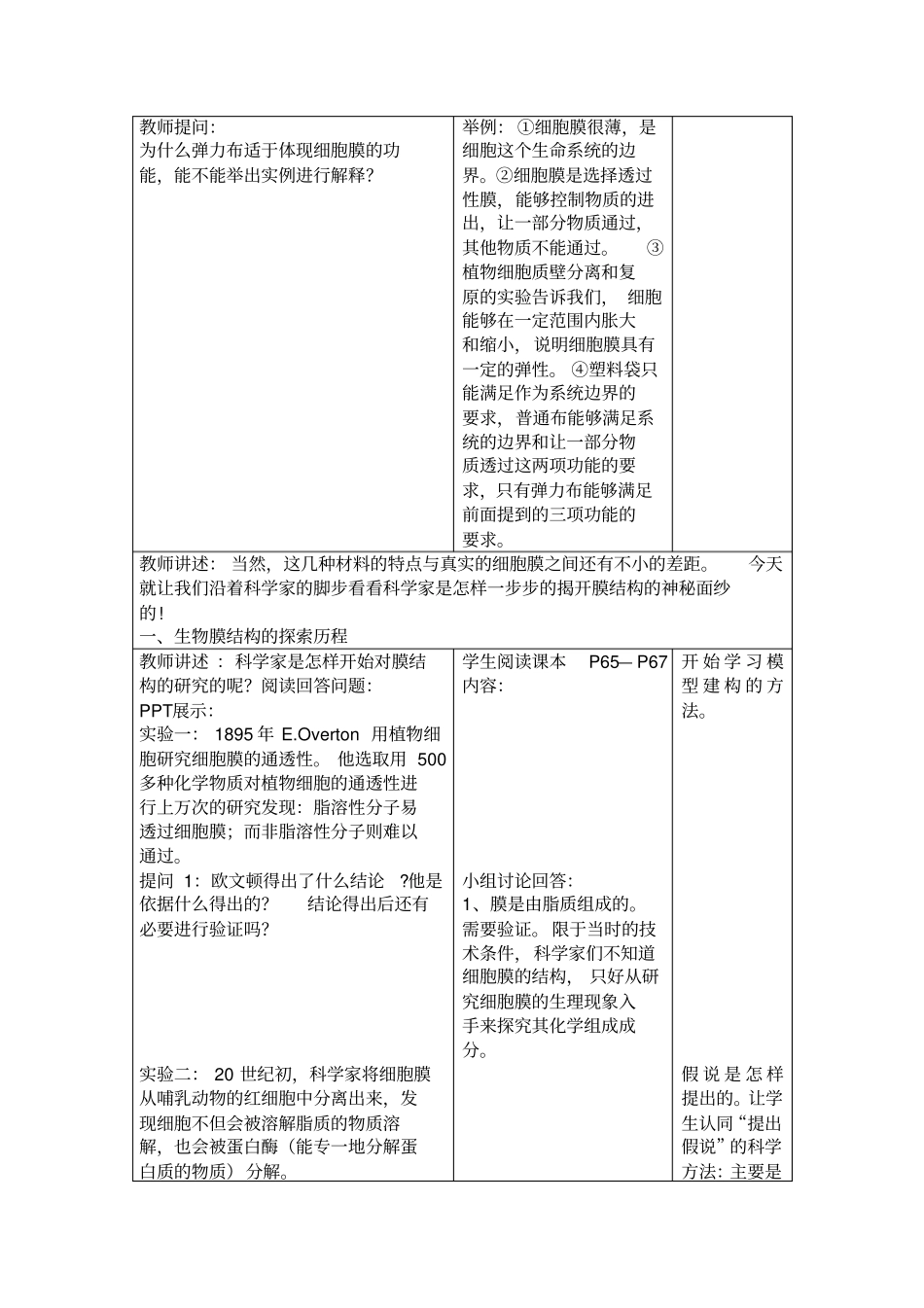 生物膜的流动镶嵌模型教学设计获级一等奖剖析_第3页