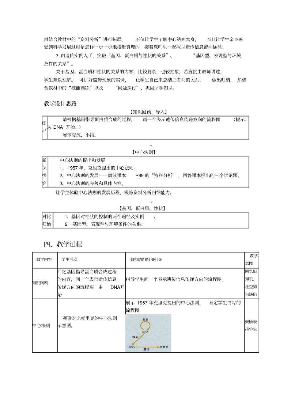 生物高中必修2基因对性状的控制教学设计1_第2页