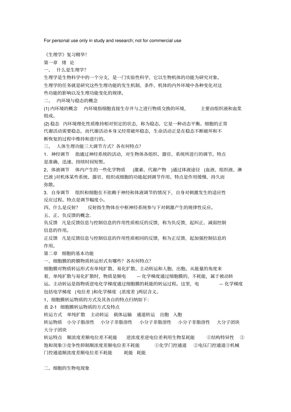 生理学复习精华_第1页