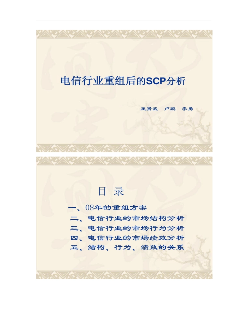 用SCP框架分析电信产业讲解_第1页