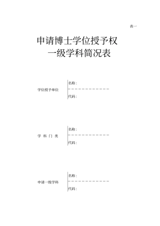 申请博士学位授予权一级学科简况表