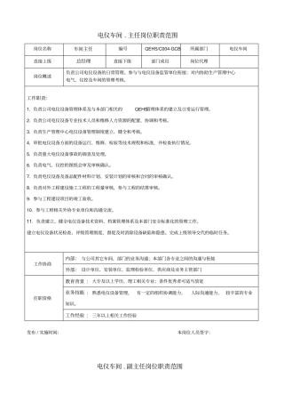 电仪车间职责范围
