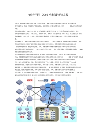 电信骨干网DDoS攻击防护解决方案