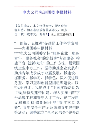 电力公司先进团委申报材料