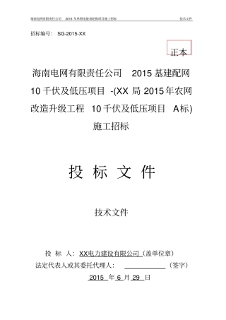 电力配网投标技术文件模板教材