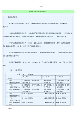 电动机地润滑要求及用油