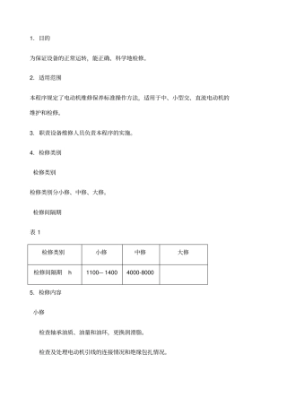 电动机维修保养标准规范