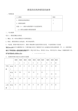 群落的结构和群落的演替一轮复习学案带答案