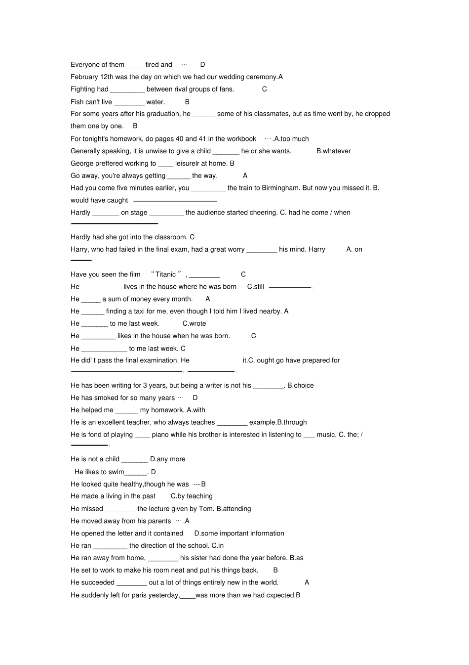 电大英语网考词汇与结构与完形填空_第3页