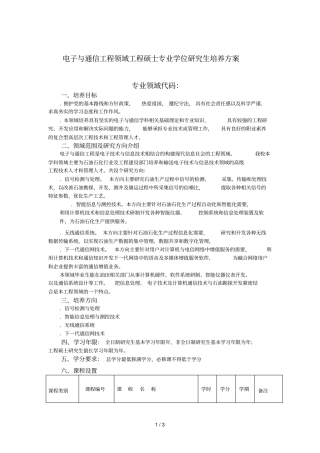 电子与通信工程领域工程硕士专业学位研究生培养方案