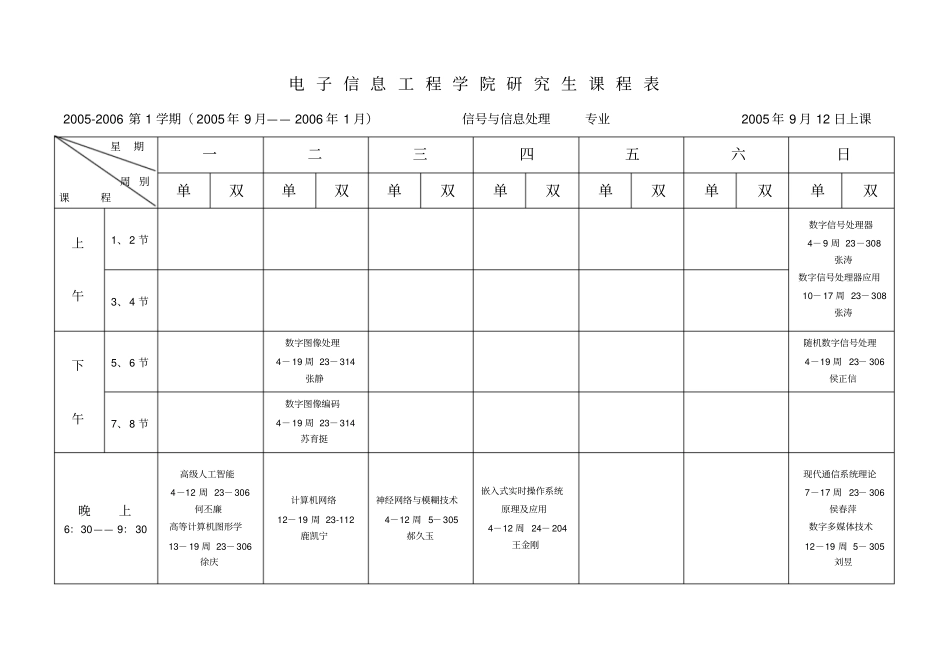 电子信息工程学院研究生课程表_第1页