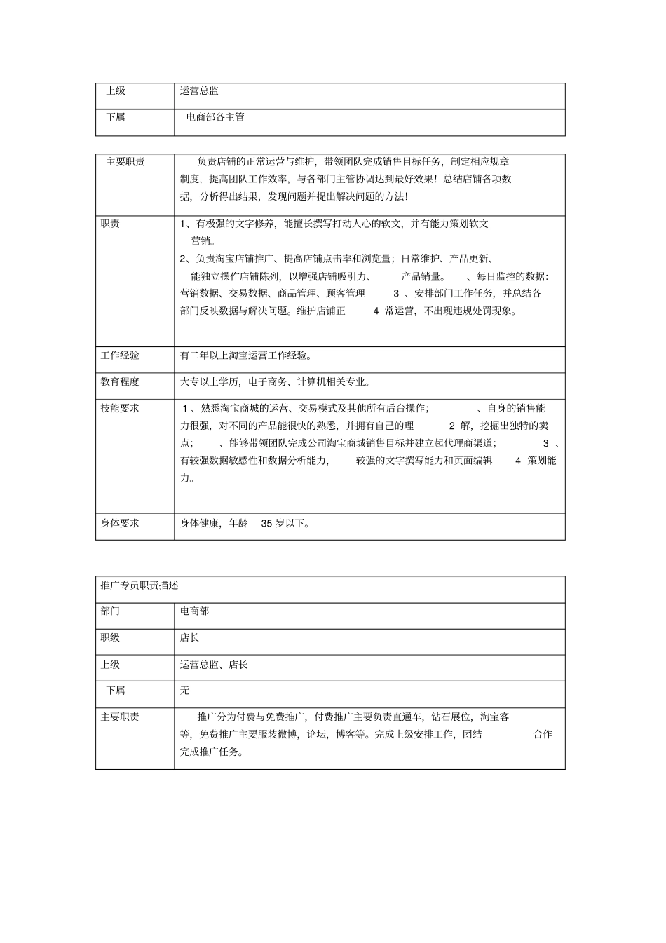 电子商务岗位职责说明书_第2页