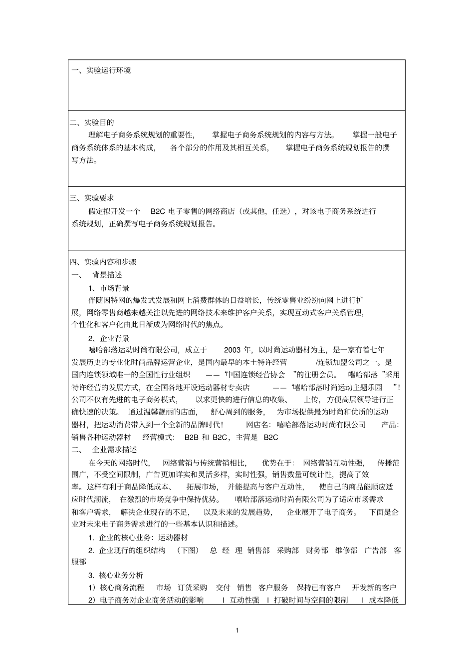 电子商务系统规划试验报告_第1页