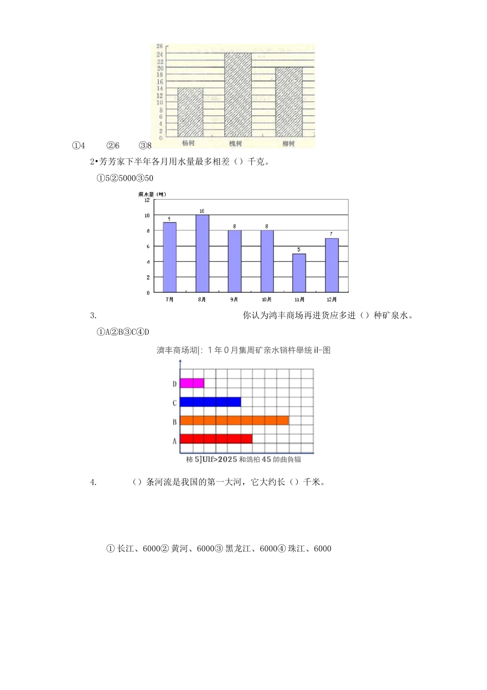 苏教版数学四年级上册：《统计表和条形统计图》习题_第3页