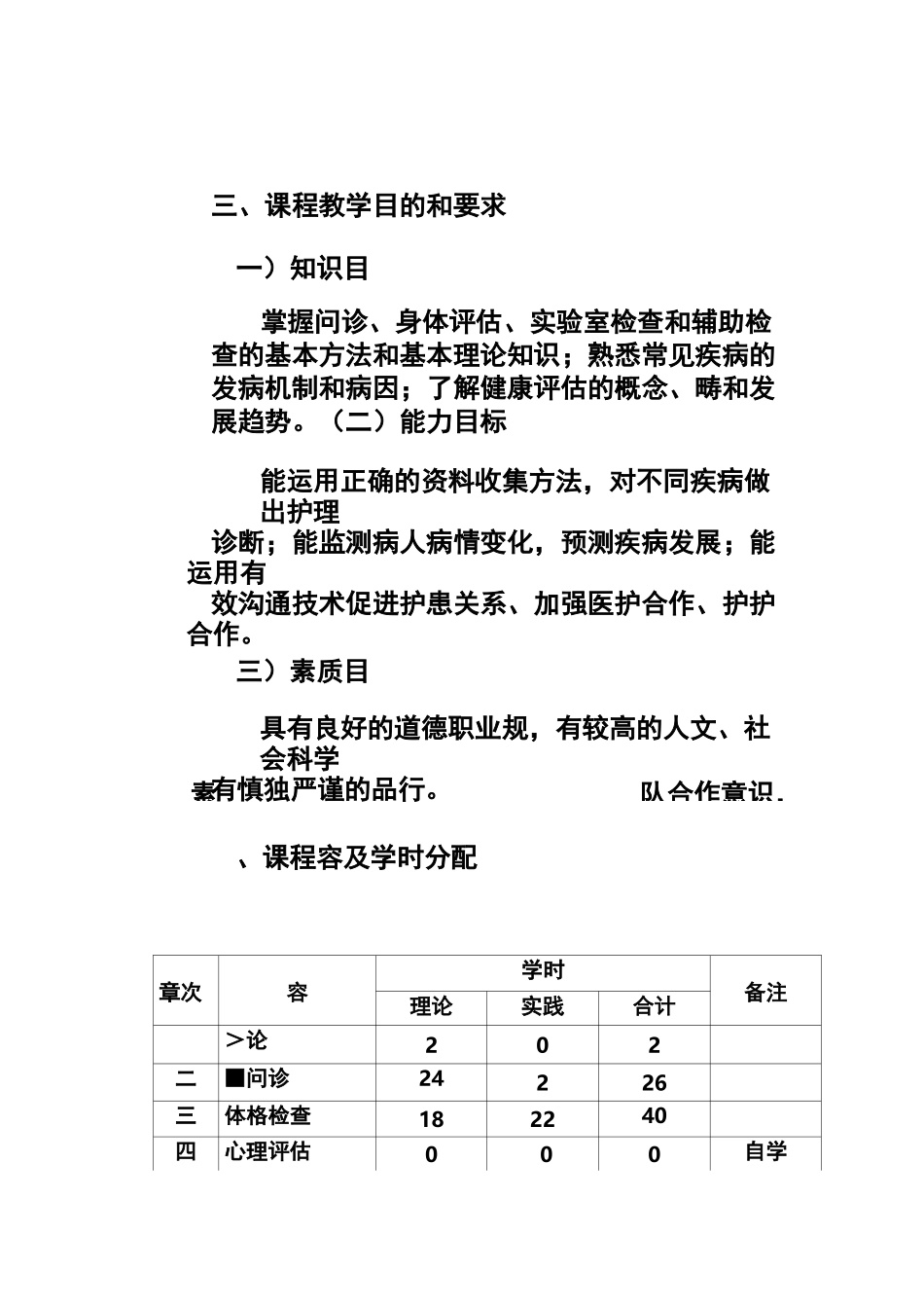 9《健康评估》教学大纲设计_第3页