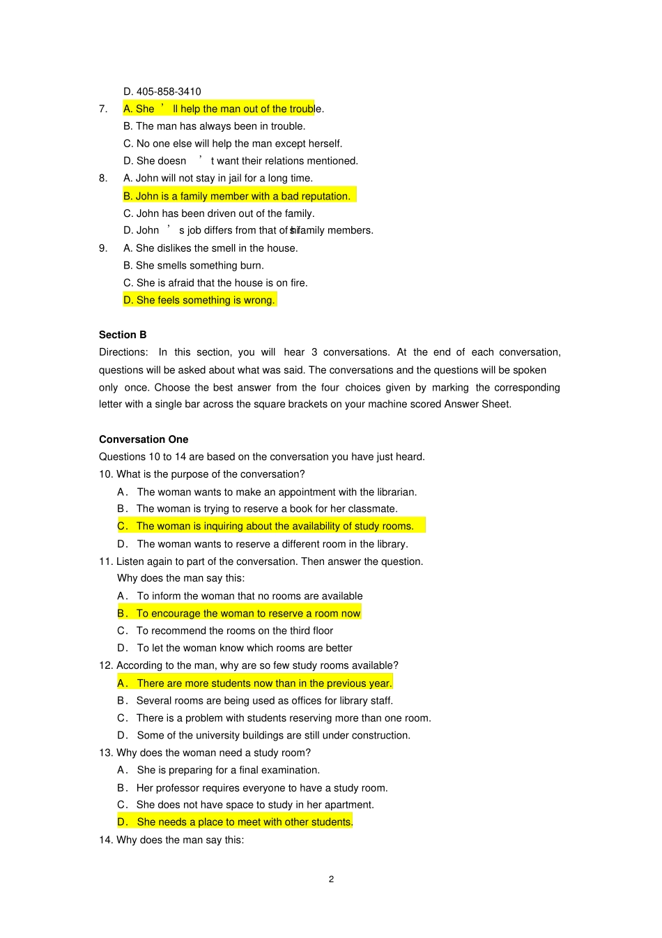 电子科技大学硕士研究生英语分级测验考试PlacementTest带答案_第2页