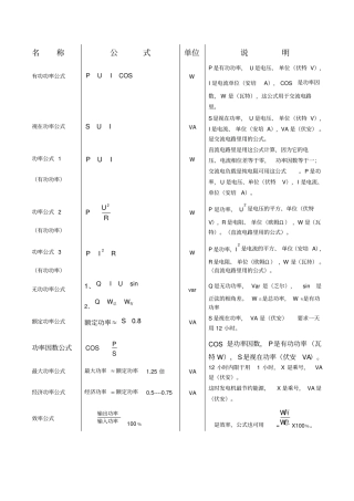 电工电子学基础常用公式总表更新版