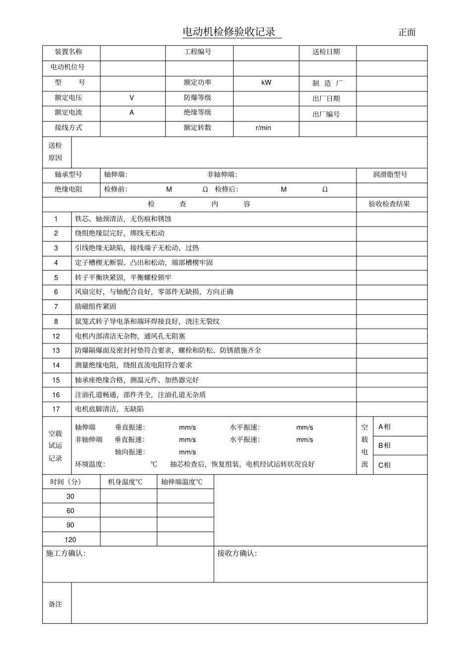 电机检修验收记录_第1页