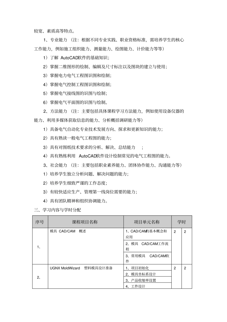 电气cad技术课程标准_第2页