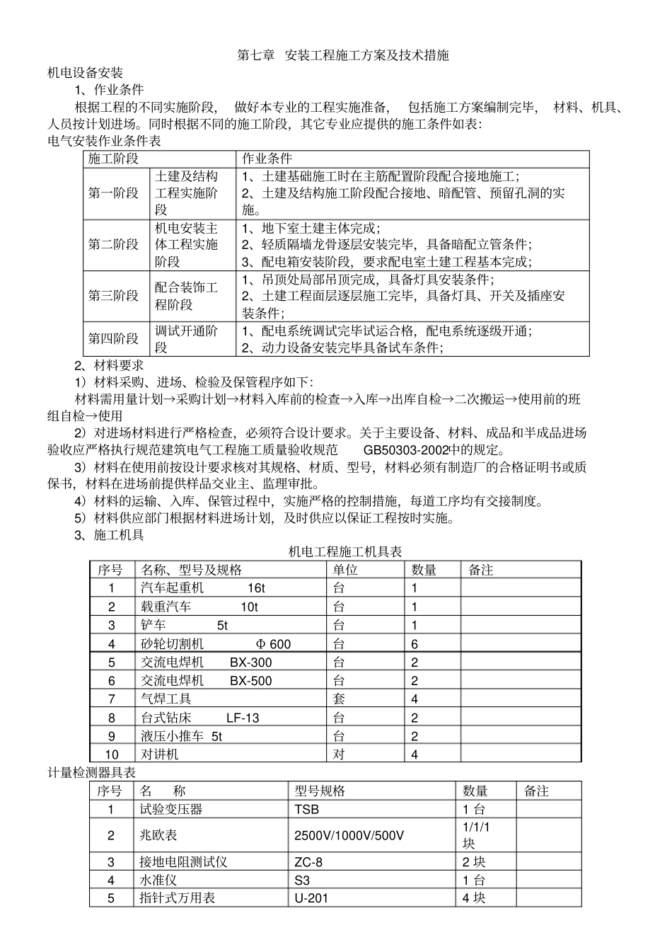 电气工程主要施工方案_第1页