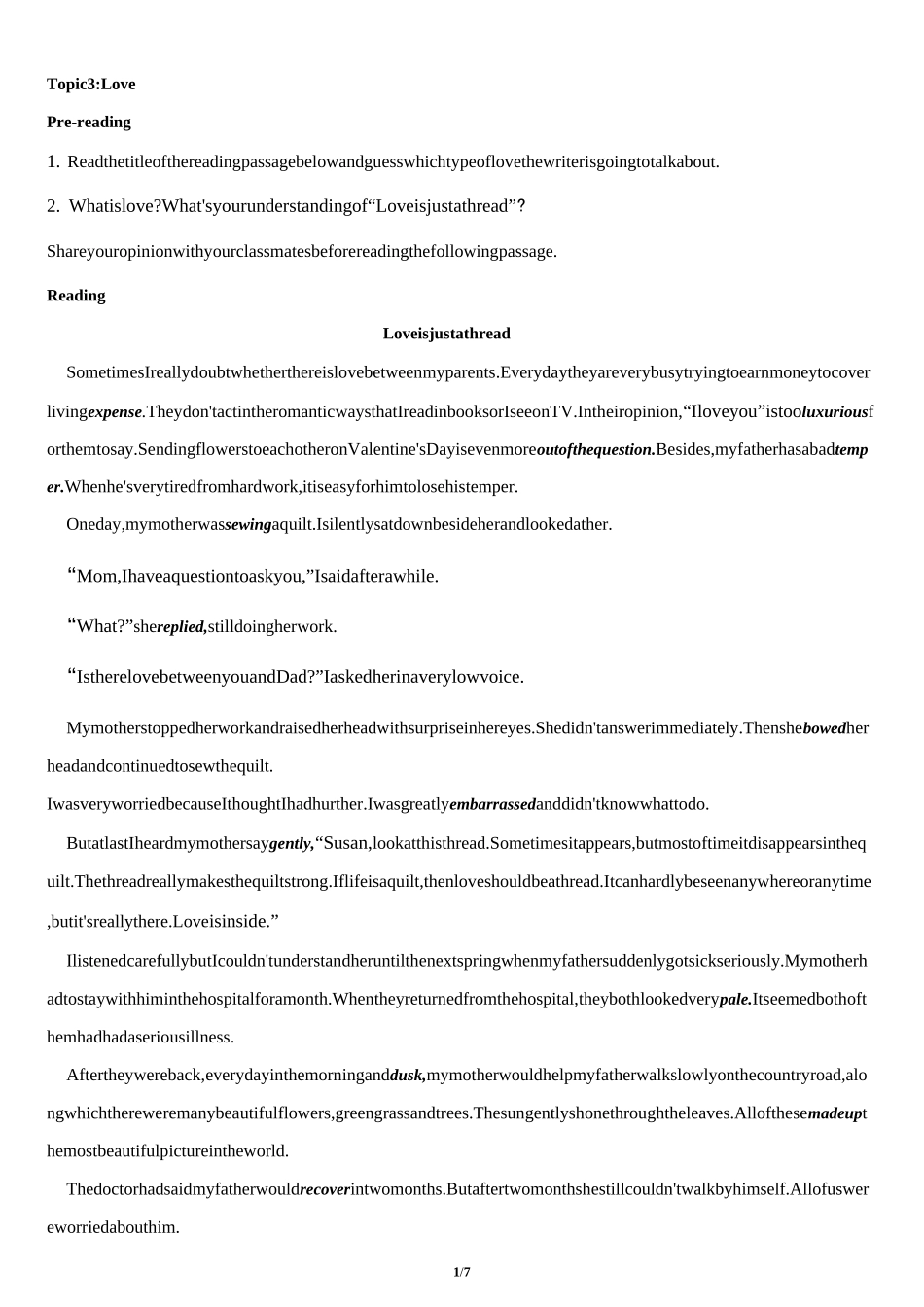 暑假初升高(新高一)话题阅读讲练结合专题 3-42020-2021人教版英语初升高暑假衔接_第1页