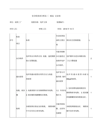 电炉系统安全检查表分析法