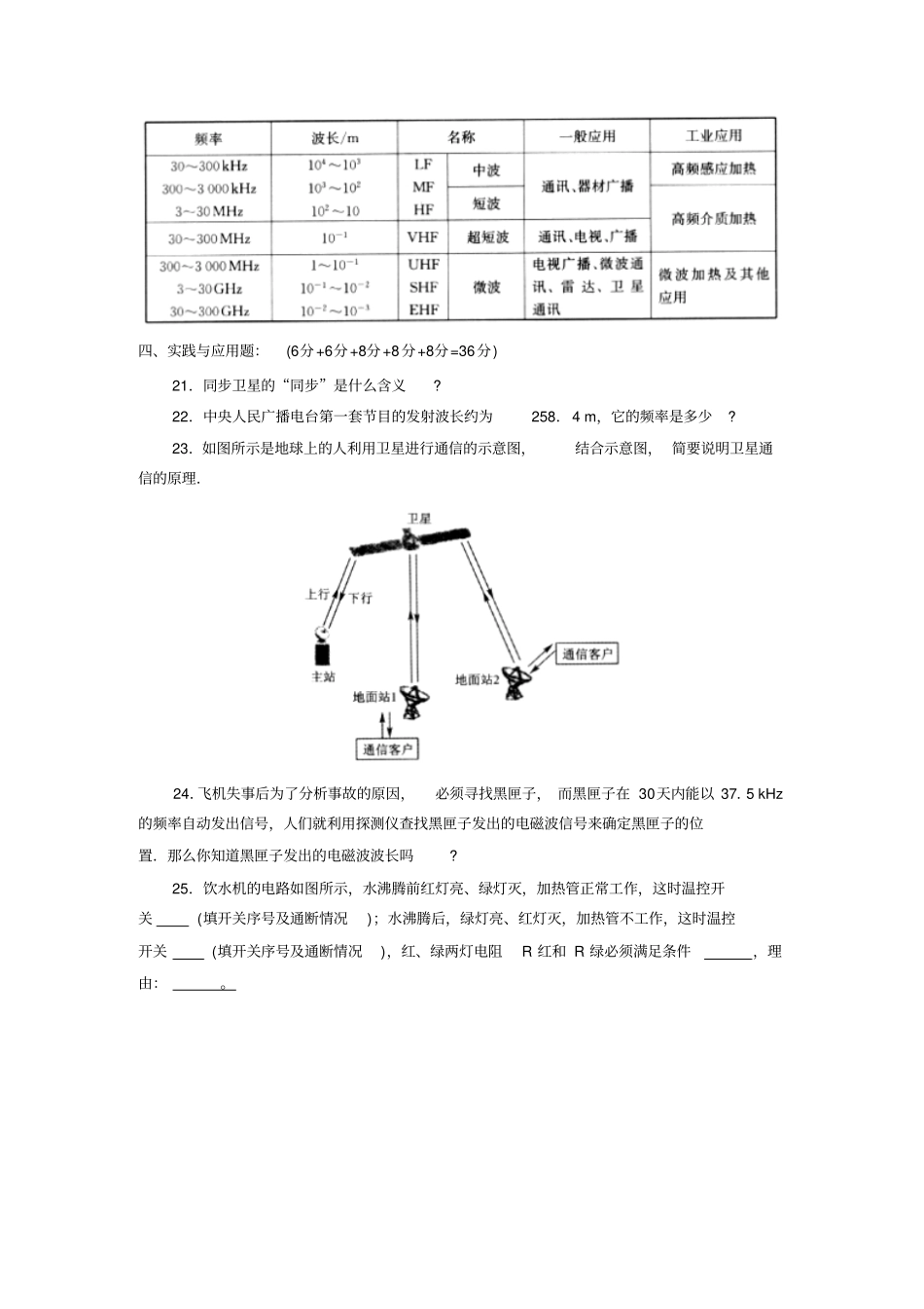 电磁波与现代通信_提高测试卷初中物理试卷试题总结汇总_第3页