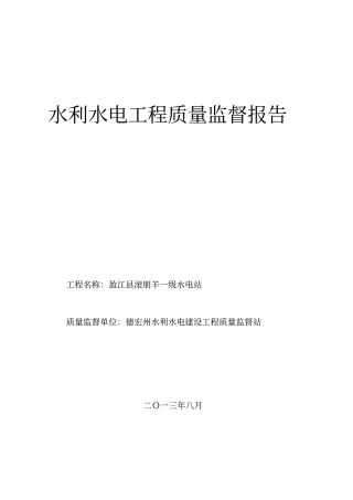 电站质量评定报告