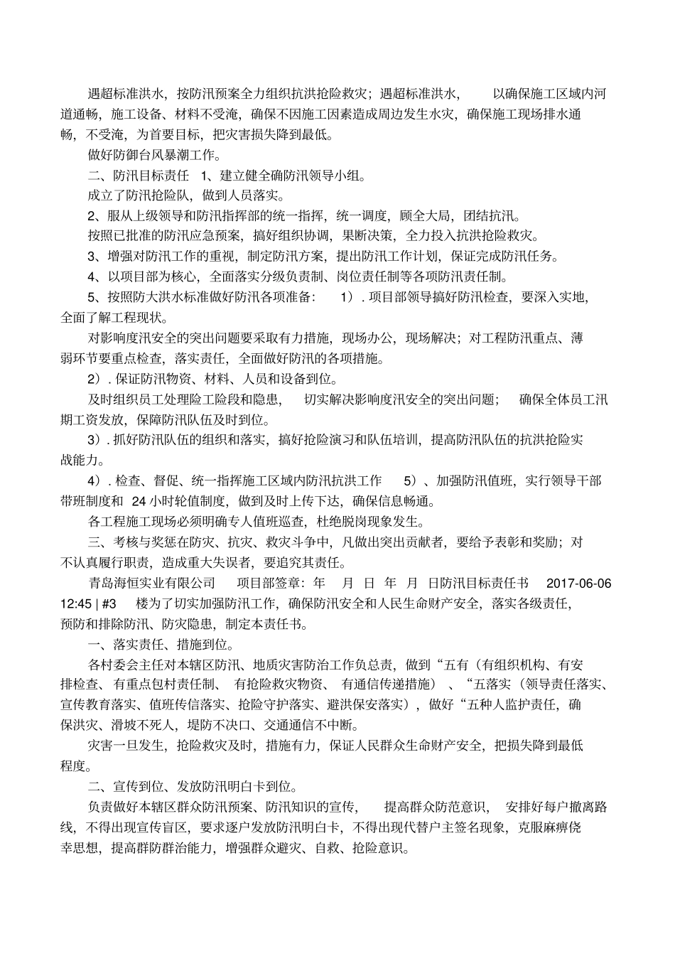 电站防汛目标责任书_第2页