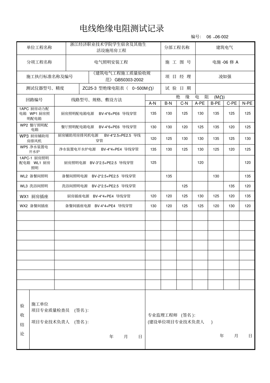 电线绝缘电阻测试记录讲解_第2页
