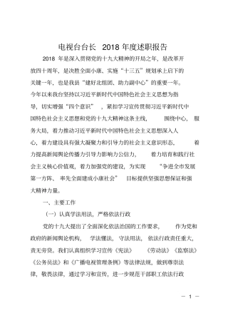 电视台台长2018年述职报告