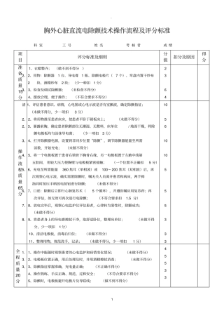 电除颤技术操作流程及评分标准
