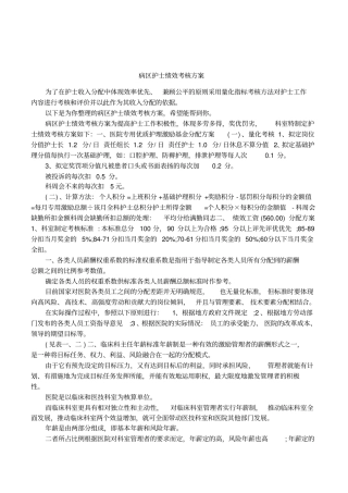 病区护士绩效考核方案