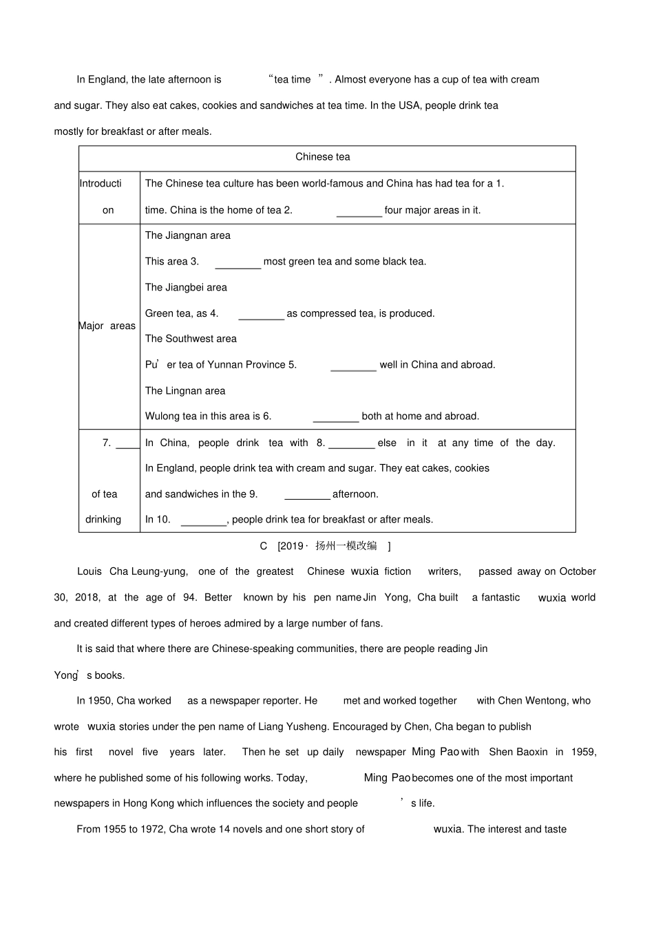 盐城专版2020中考英语复习方案任务型阅读一环境保护中国茶文化人物介绍试题_第3页