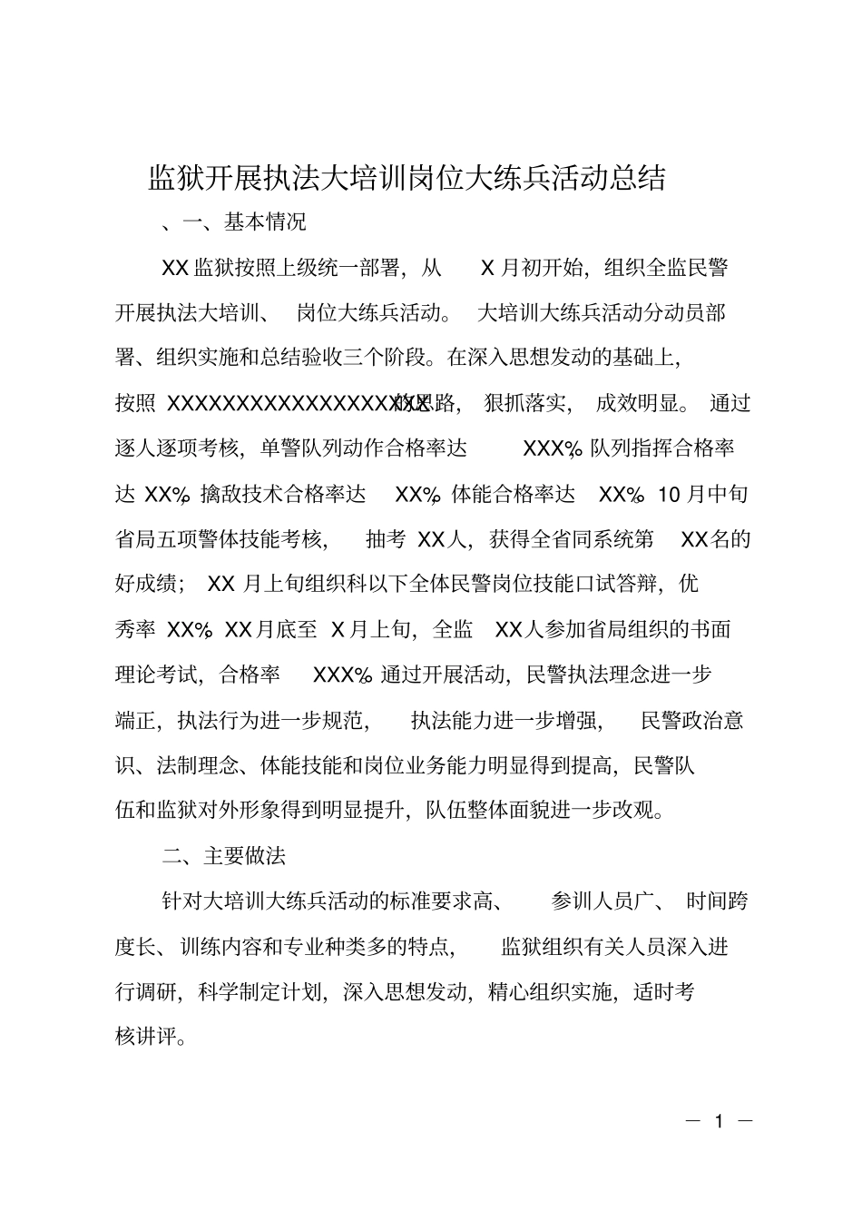 监狱开展执法大培训岗位大练兵活动总结_第1页