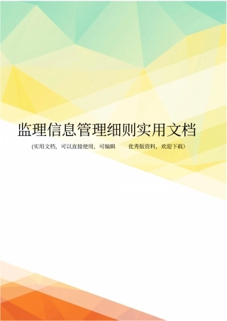 监理信息管理细则实用文档