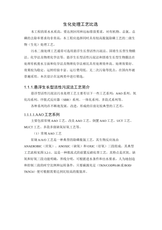 生化处理工艺比选